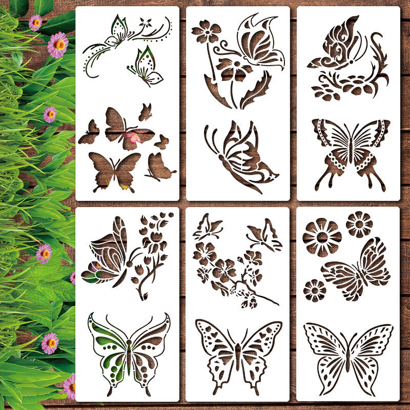HKM-015699 Floral Spray Painting Template Set with Various Designs and Textures