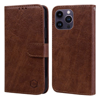 HKM-015699 Lightweight Oil Leather Flip Phone Case with Card Slot - Available in Various Colors