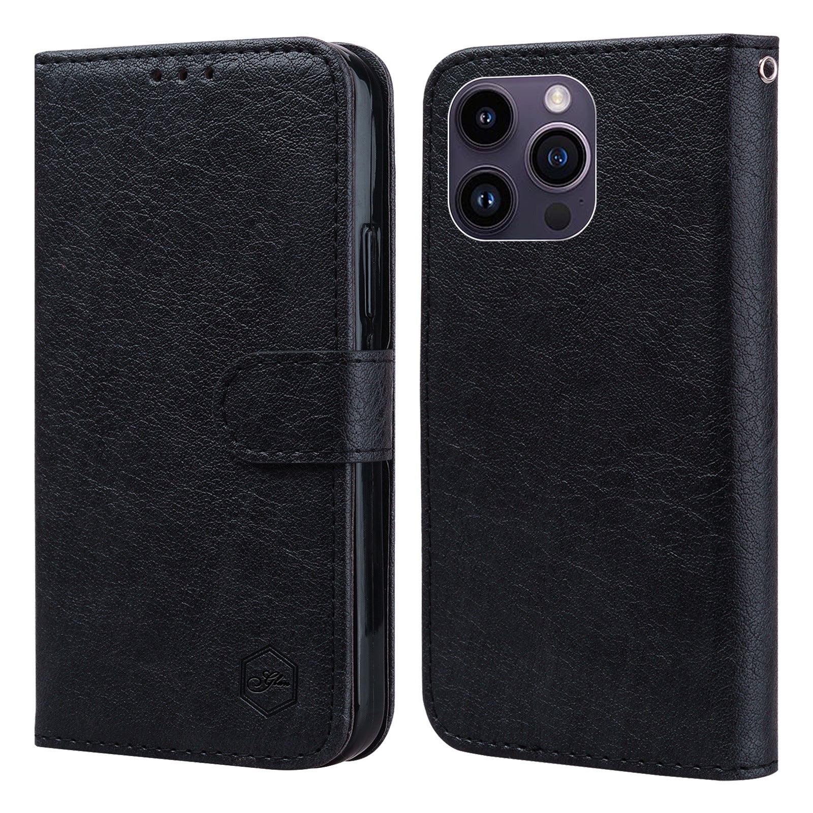 HKM-015699 Lightweight Oil Leather Flip Phone Case with Card Slot - Available in Various Colors