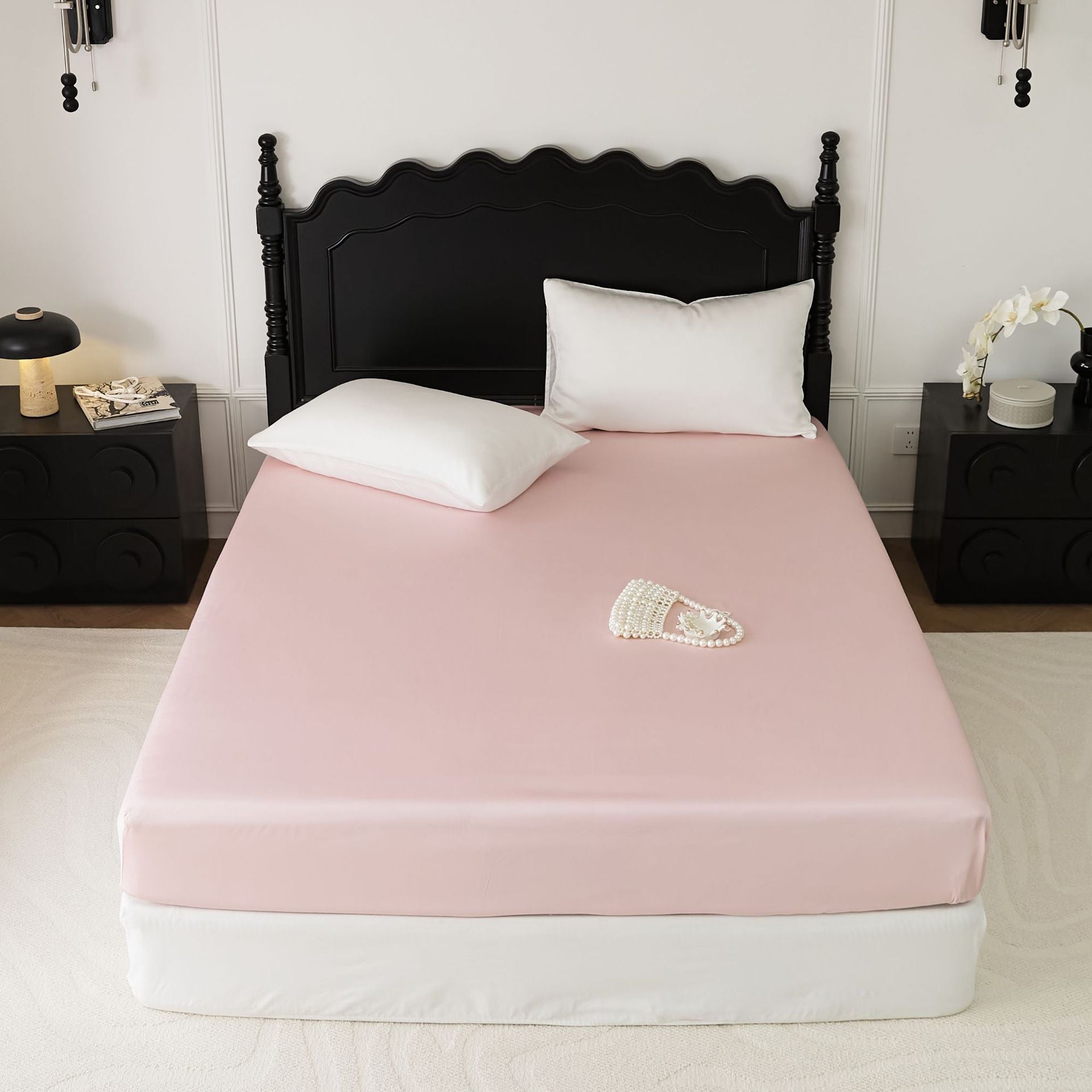 HKM-015763 Light Luxury Solid Purple Tencel Lyocell Fiber Bed Sheet