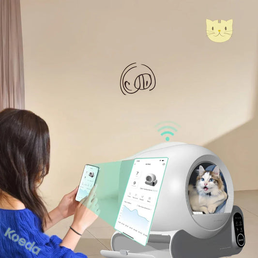 KTX-015891 Smart Semi-Automatic Cat Litter Box with 70L Capacity and APP Control for Easy Odor Removal