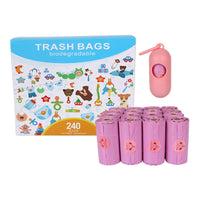 HKM-015955 Degradable Dog Waste Bags - 23x33cm, Military Green with Bone Print, 15 Bags per Roll, EPI+HDPE, Eco-Friendly
