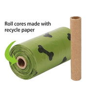 HKM-015955 Degradable Dog Waste Bags - 23x33cm, Military Green with Bone Print, 15 Bags per Roll, EPI+HDPE, Eco-Friendly