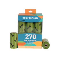 HKM-015955 Degradable Dog Waste Bags - 23x33cm, Military Green with Bone Print, 15 Bags per Roll, EPI+HDPE, Eco-Friendly