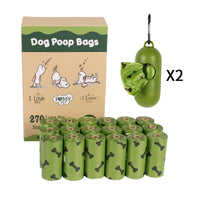 HKM-015955 Degradable Dog Waste Bags - 23x33cm, Military Green with Bone Print, 15 Bags per Roll, EPI+HDPE, Eco-Friendly