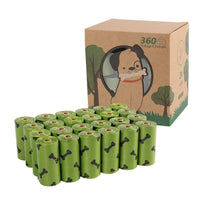 HKM-015955 Degradable Dog Waste Bags - 23x33cm, Military Green with Bone Print, 15 Bags per Roll, EPI+HDPE, Eco-Friendly