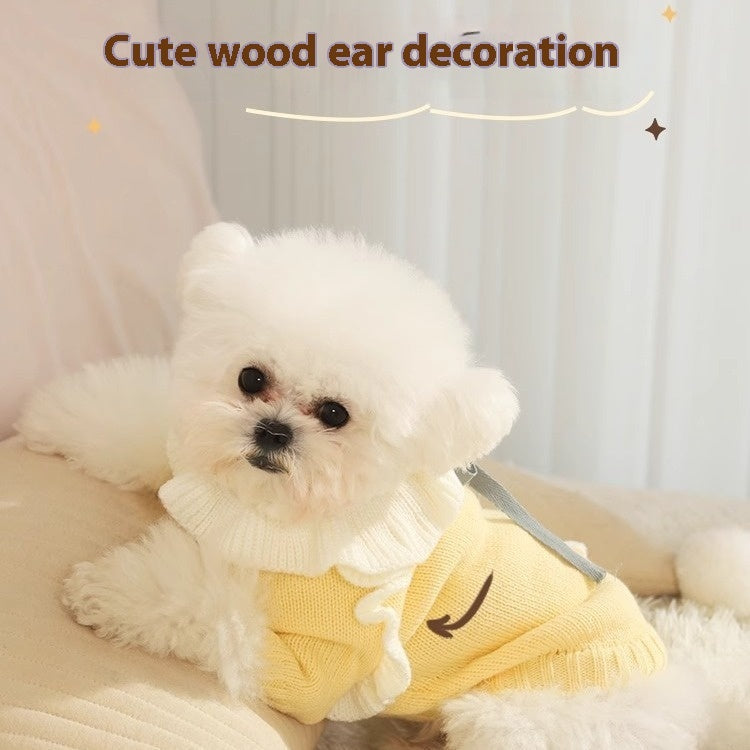 HKM-016019 Cozy Yellow Acrylic Sweater for Small Dogs - Autumn Puppy Dress