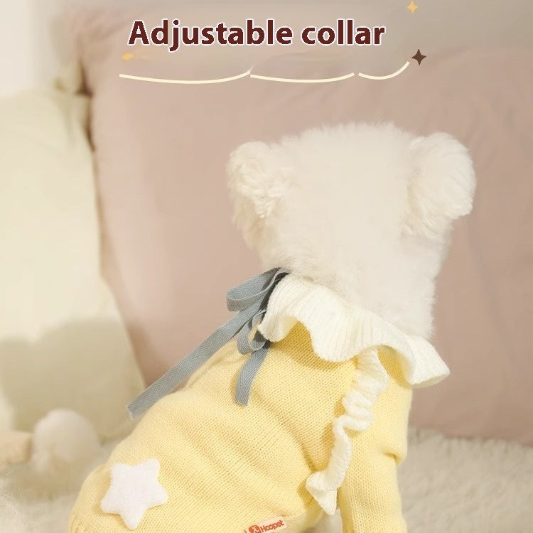HKM-016019 Cozy Yellow Acrylic Sweater for Small Dogs - Autumn Puppy Dress