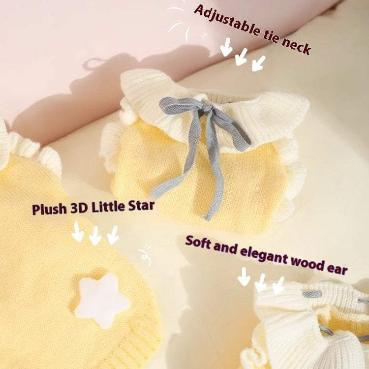 HKM-016019 Cozy Yellow Acrylic Sweater for Small Dogs - Autumn Puppy Dress