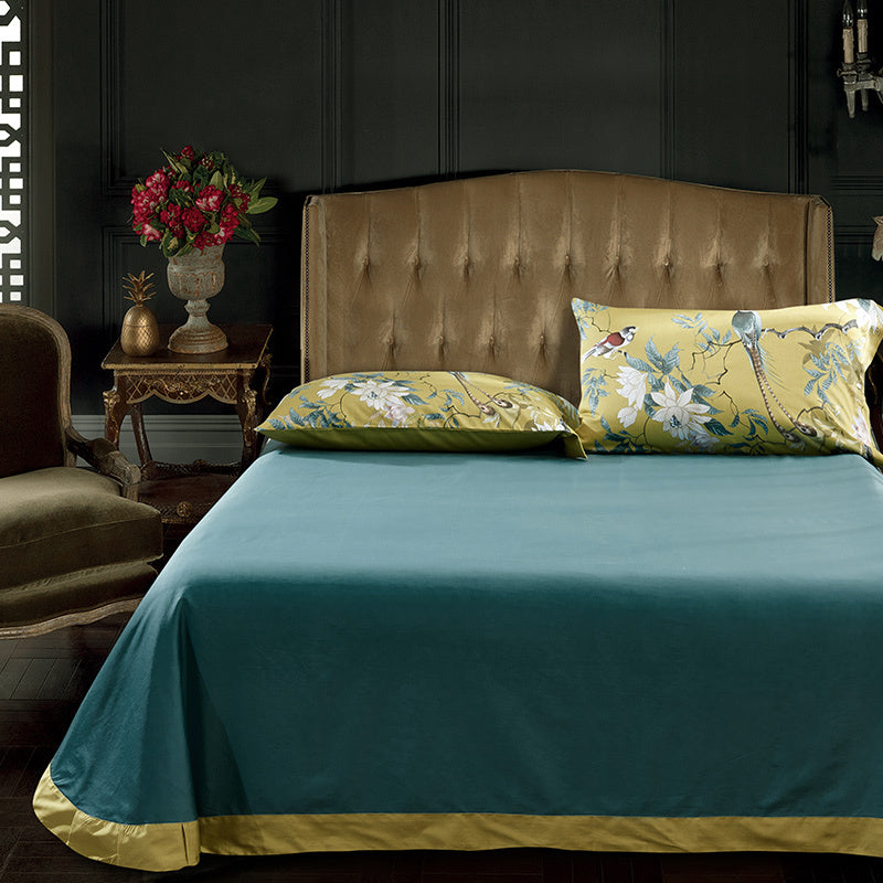 HKM-016083 Cotton Long-Staple Satin Bed Sheet Set for 1.2m to 2.0m Beds - 4 Pieces with Extra Pillowcases