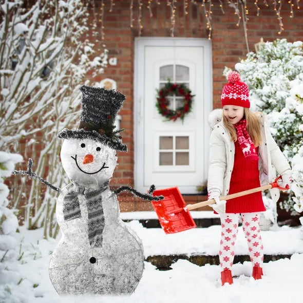 HKM-016211 Collapsible LED Snowman Decoration Light with Warm White Glow for Christmas