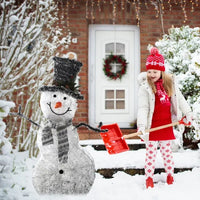HKM-016211 Collapsible LED Snowman Decoration Light with Warm White Glow for Christmas