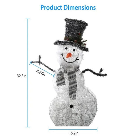 HKM-016211 Collapsible LED Snowman Decoration Light with Warm White Glow for Christmas