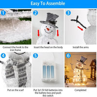 HKM-016211 Collapsible LED Snowman Decoration Light with Warm White Glow for Christmas