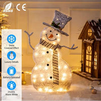 HKM-016211 Collapsible LED Snowman Decoration Light with Warm White Glow for Christmas