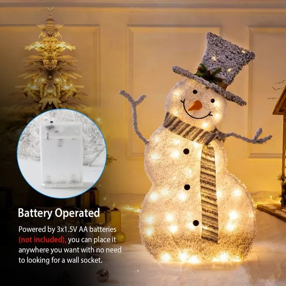 HKM-016211 Collapsible LED Snowman Decoration Light with Warm White Glow for Christmas
