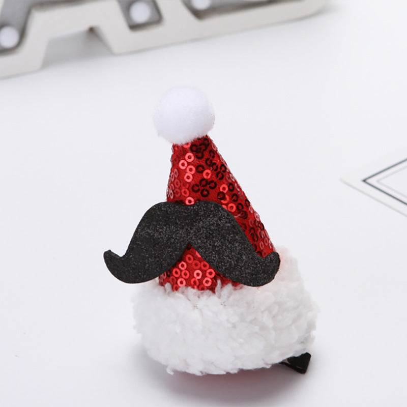 HKM-016211 Halloween and Christmas Pet Hairpin Set - Witch and Santa Hat Designs, Wool/Felt Materials