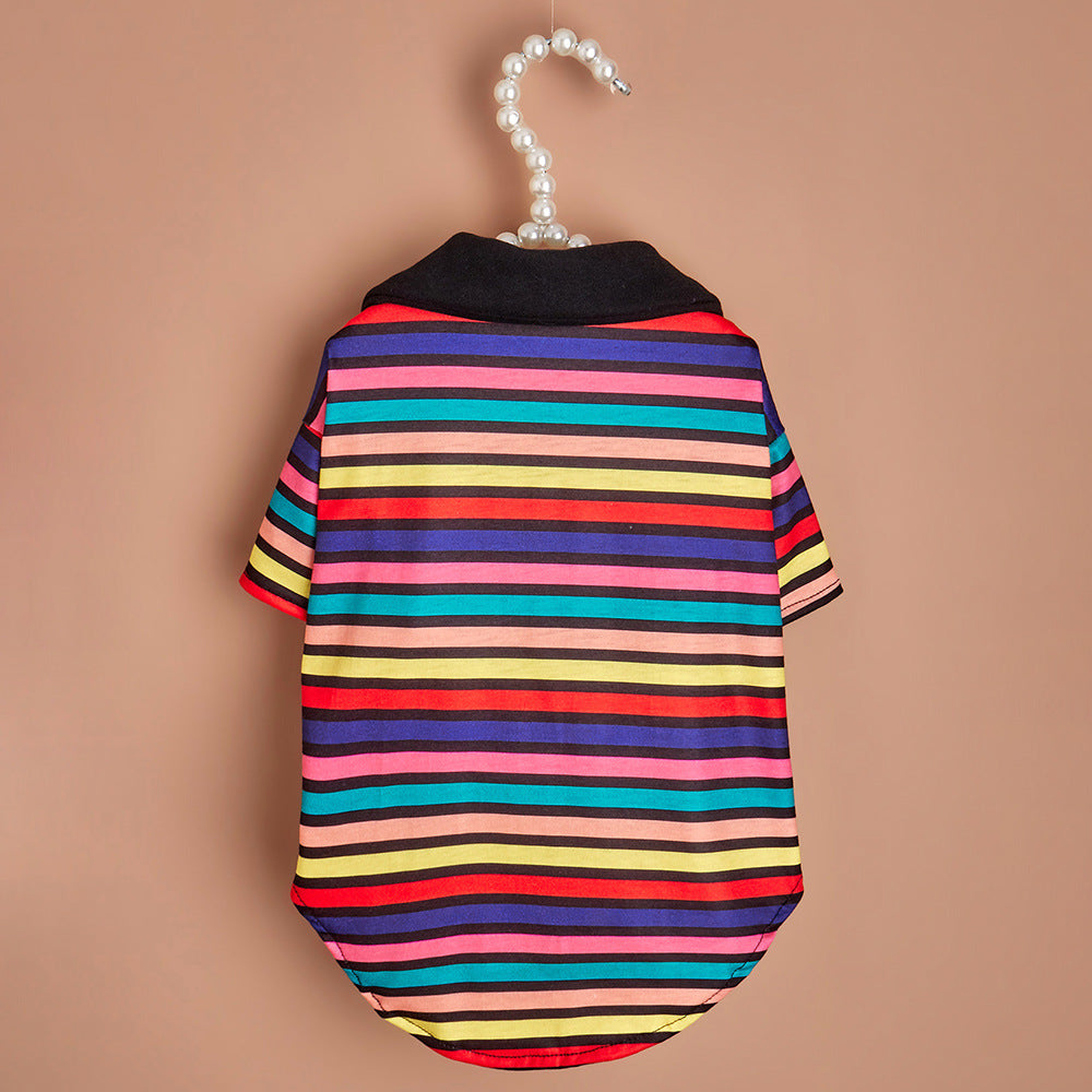 HKM-016275 Striped Polo Shirt for Pets - Stylish and Comfortable Sweater, Available in Multiple Sizes