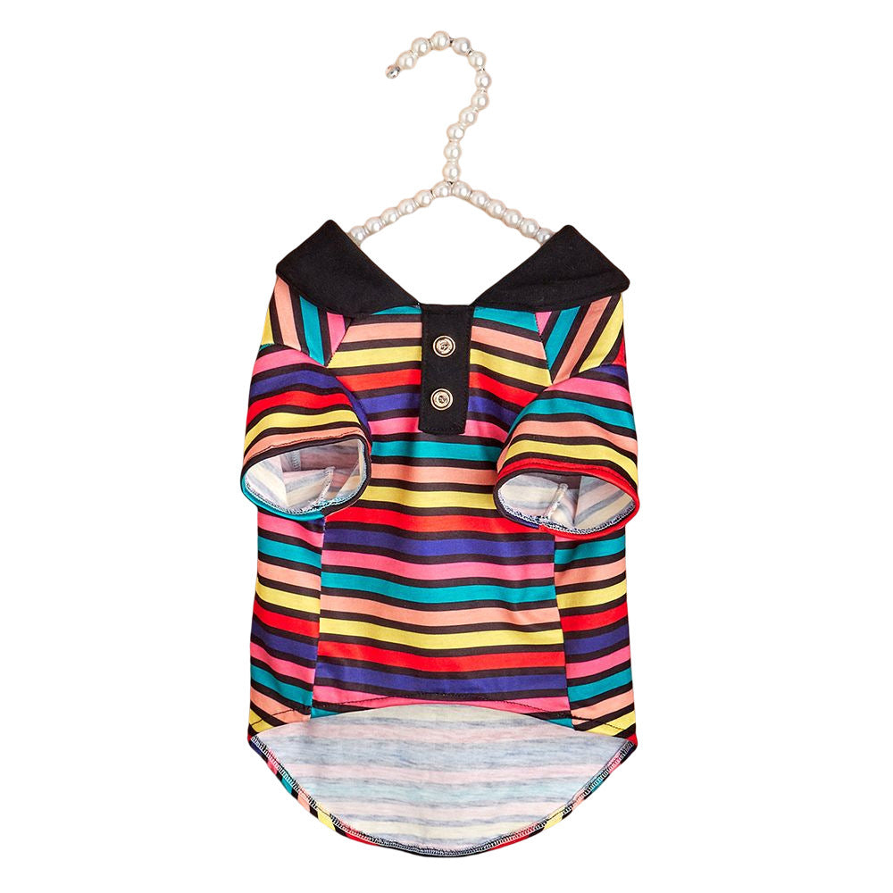 HKM-016275 Striped Polo Shirt for Pets - Stylish and Comfortable Sweater, Available in Multiple Sizes