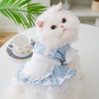 HKM-016275 Thin Cat Princess Dress for Small Dogs - Black & Blue, XS to XXL