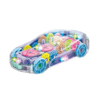 HKM-016403 Transparent Shell Gear Car Toy with Music and Lights for Children of All Ages