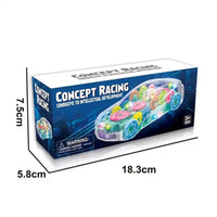 HKM-016403 Transparent Shell Gear Car Toy with Music and Lights for Children of All Ages
