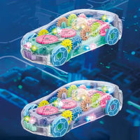 HKM-016403 Transparent Shell Gear Car Toy with Music and Lights for Children of All Ages