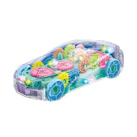 HKM-016403 Transparent Shell Gear Car Toy with Music and Lights for Children of All Ages
