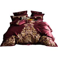 HKM-016531 Four-Piece Cotton Embroidery Bedding Set - Personalized Duvet Cover & Bed Sheet with Pillowcases