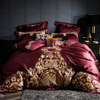 HKM-016531 Four-Piece Cotton Embroidery Bedding Set - Personalized Duvet Cover & Bed Sheet with Pillowcases