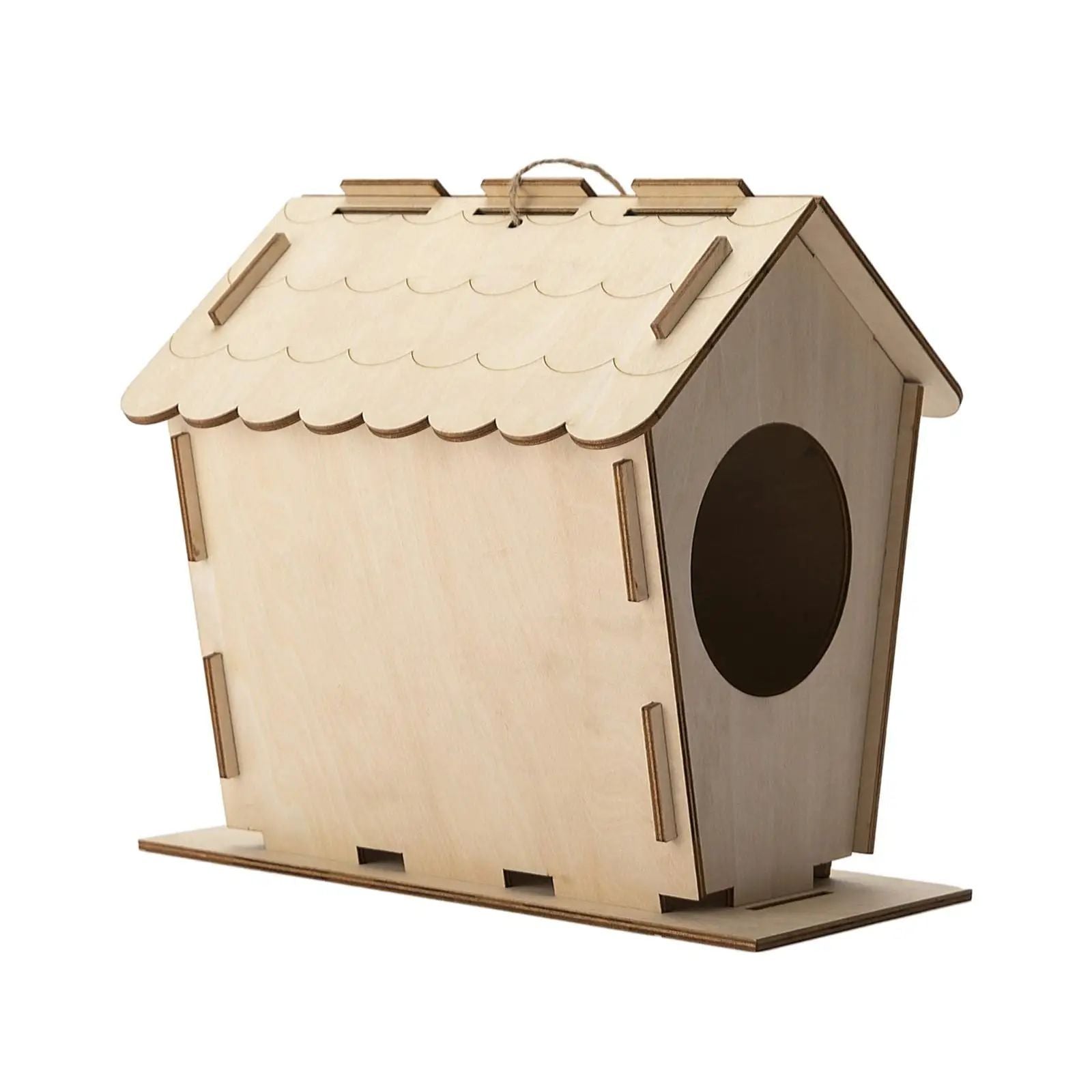 HKM-016531 Wooden Lace Roof Bird House - Durable Poplar Nesting Box for Outdoor Use