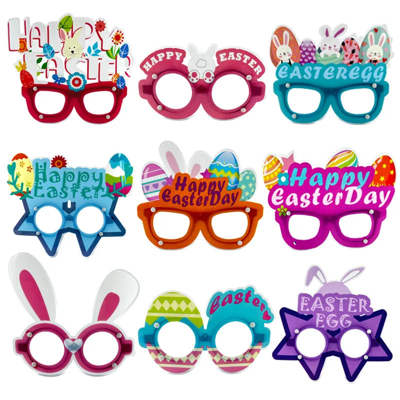 HKM-016595 Easter Cartoon Rabbit Egg PVC Glasses for Children's Party Decoration and Photo Props