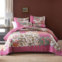 HKM-016595 Geometric Pattern Pure Cotton Three-Piece Patchwork Bedding Set