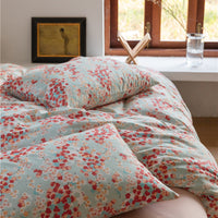 HKM-016595 Retro Floral Cotton Bed Sheet Quilt Cover Bedding Set - Available in Multiple Sizes