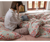 HKM-016595 Retro Floral Cotton Bed Sheet Quilt Cover Bedding Set - Available in Multiple Sizes