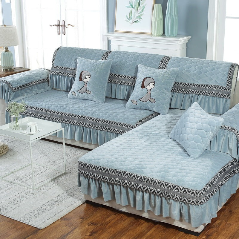 HKM-016659 Thick Plush Sofa Cover for Universal Combination Sofas in Multiple Elegant Colors