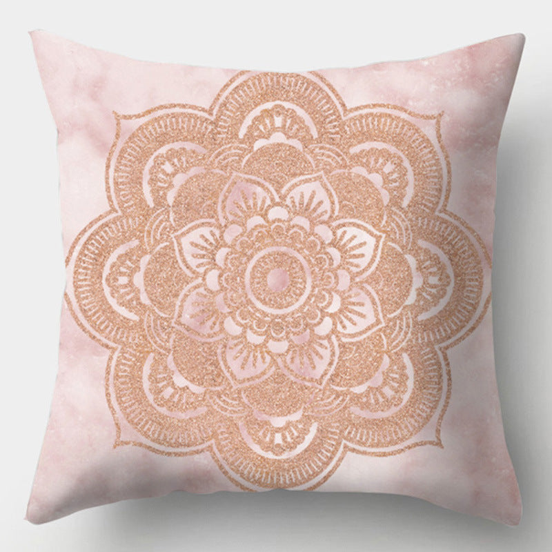 HKM-016723 Geometric Design Peach Skin Fabric Cushion - European Style 44x44cm
