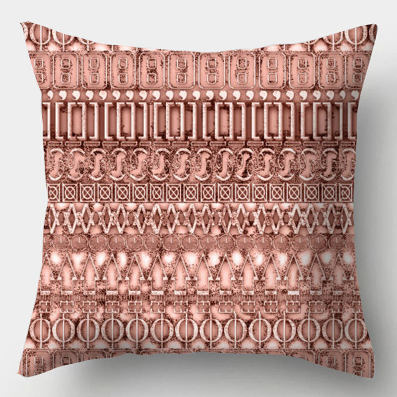 HKM-016723 Geometric Design Peach Skin Fabric Cushion - European Style 44x44cm