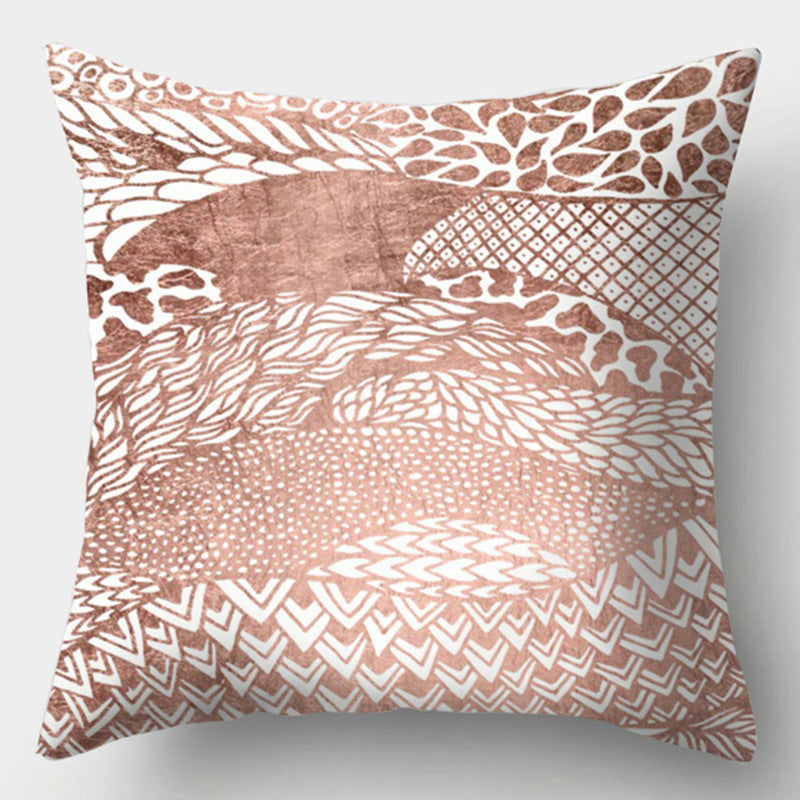 HKM-016723 Geometric Design Peach Skin Fabric Cushion - European Style 44x44cm