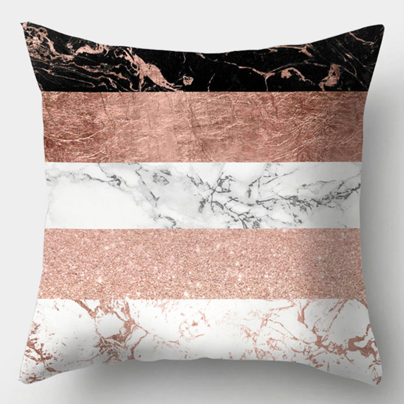 HKM-016723 Geometric Design Peach Skin Fabric Cushion - European Style 44x44cm