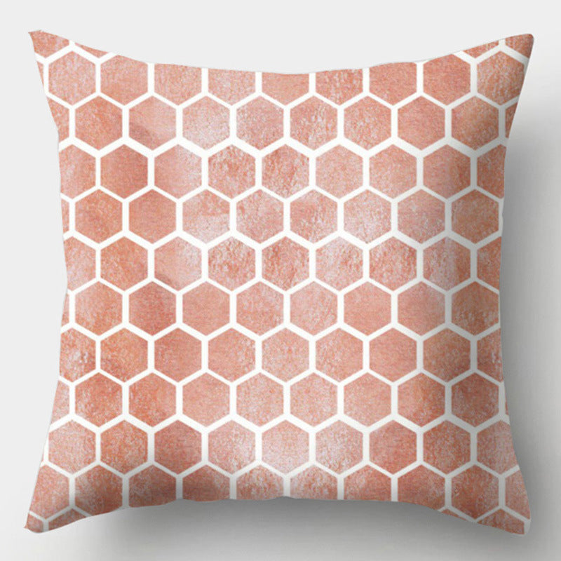 HKM-016723 Geometric Design Peach Skin Fabric Cushion - European Style 44x44cm