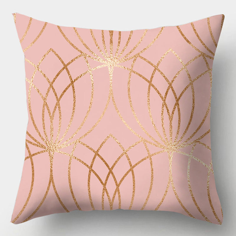 HKM-016723 Geometric Design Peach Skin Fabric Cushion - European Style 44x44cm