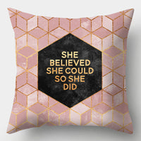HKM-016723 Geometric Design Peach Skin Fabric Cushion - European Style 44x44cm