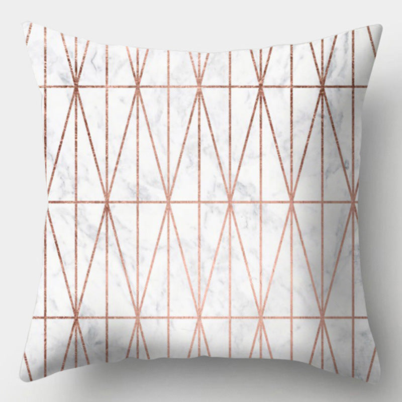 HKM-016723 Geometric Design Peach Skin Fabric Cushion - European Style 44x44cm