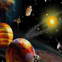 HKM-016851 Solar System Canvas Wall Art - Still Life Painting for Home and School Decor