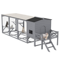 HKM-016915 Outdoor Cat Enclosure with Jumping Platforms and Swing, UV Resistant Wooden Cat House, Removable Waterproof Canopy, Gray