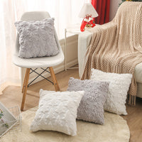 HKM-017235 Modern Minimalist Plush Sofa Pillow Covers - Solid Color 45x45cm, Various Designs