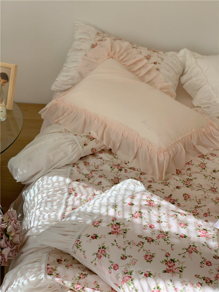 HKM-017235 Romantic Floral Pure Cotton 15 Bed Four-Piece Bedding Set for 1.5m Beds