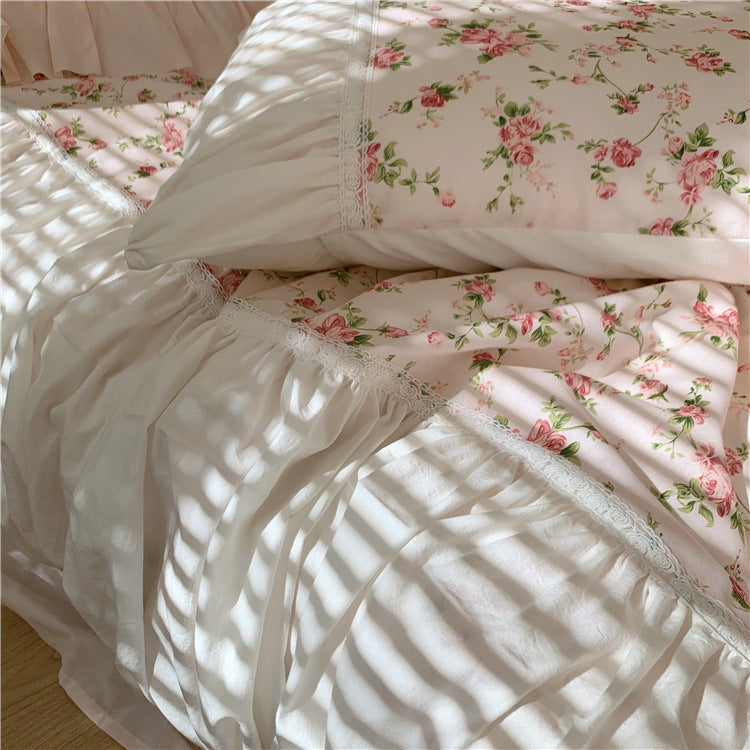 HKM-017235 Romantic Floral Pure Cotton 15 Bed Four-Piece Bedding Set for 1.5m Beds