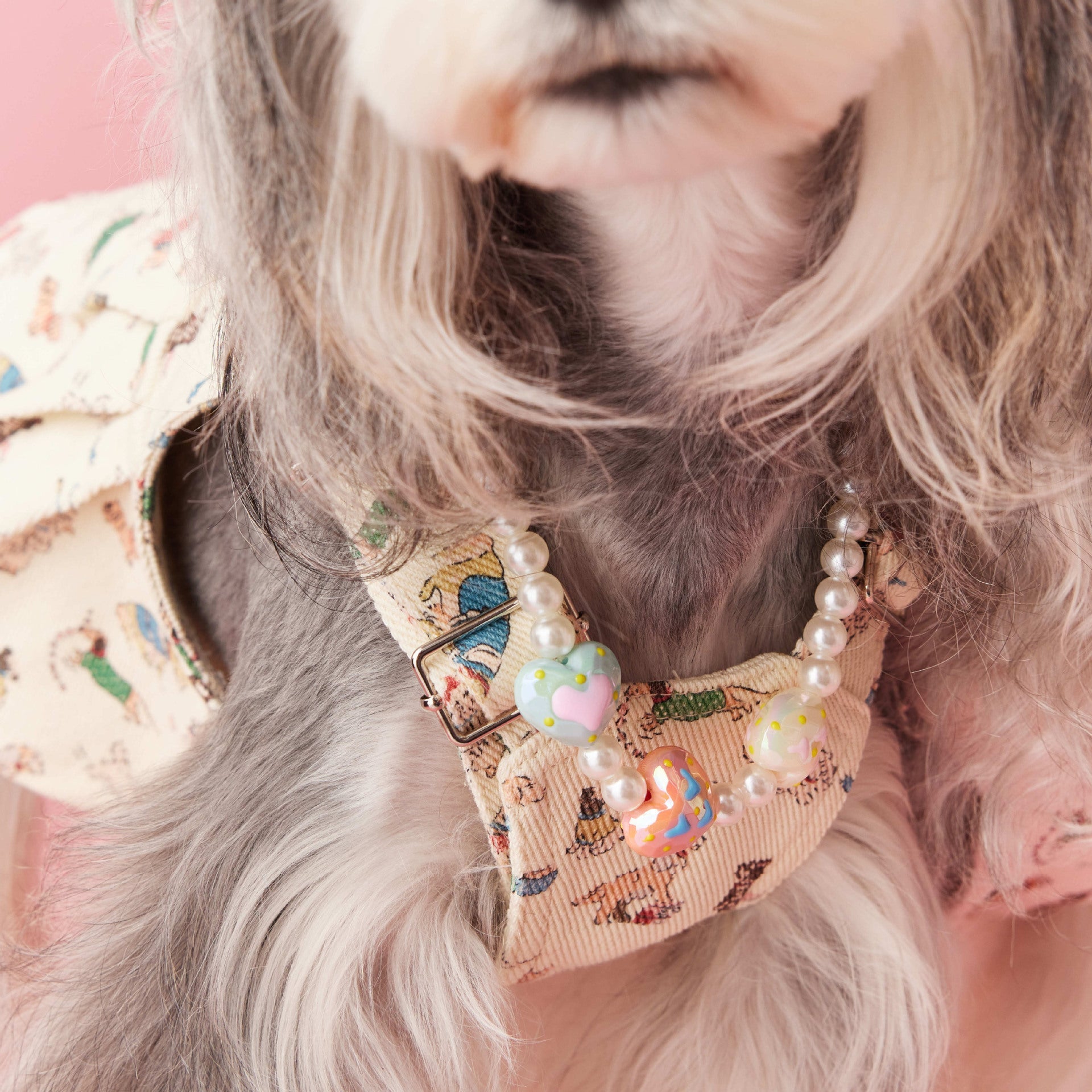 HKM-017427 Elegant Beaded Dog Necklace in Concave Shape - Available in S, M, L Sizes